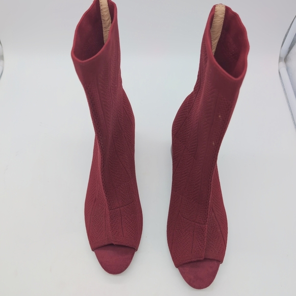 Elegant Red Woven Sz 9.5 Peep-Toe Ankle Boots - Picture 4 of 9